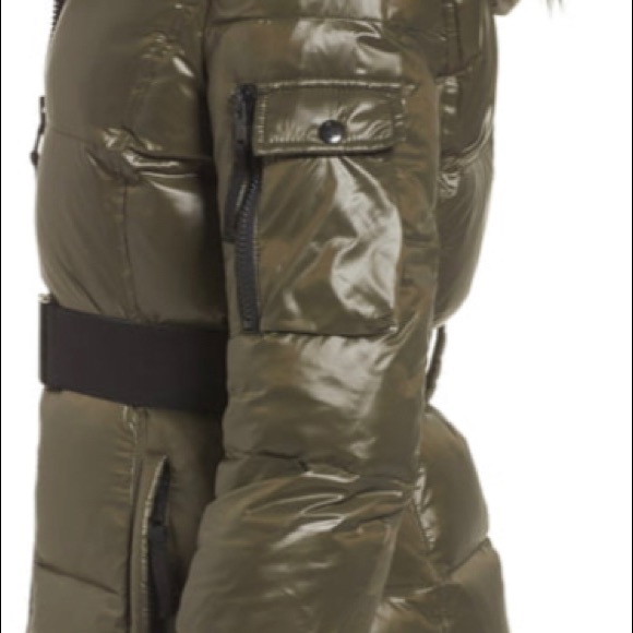 S13 Dark hooded  Green Puffer Jacket - Picture 3 of 8